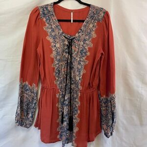 Maeve Anthropologie tunic peasant blouse‎ women's S rust boho